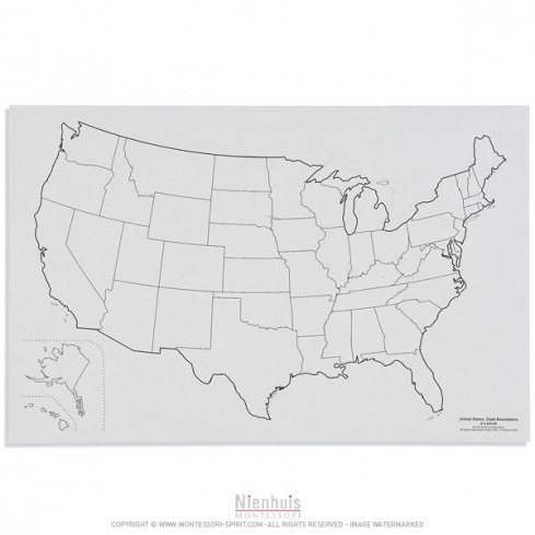 Carte des Etats-Unis vierge - Matériel Montessori