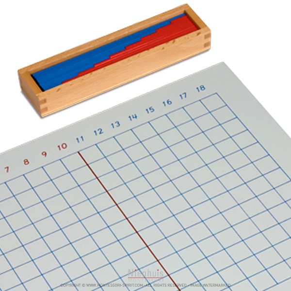 Tableau Addition - soustraction : 2 premières réglettes - rouge - bleue -  naturelle Montessori - Nienhuis Montessori 00920004 