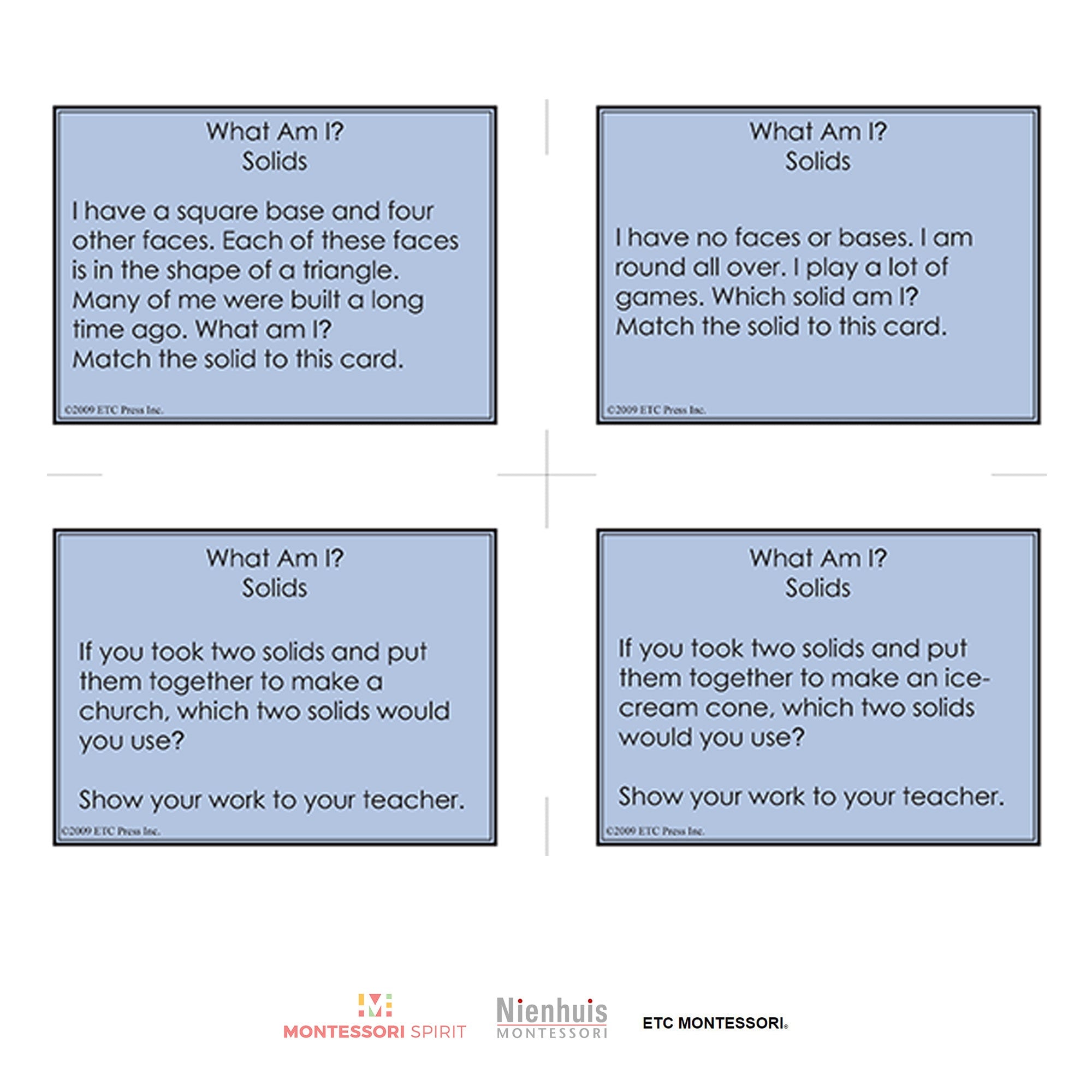 1st Level Geometry Task Cards w/ Chart