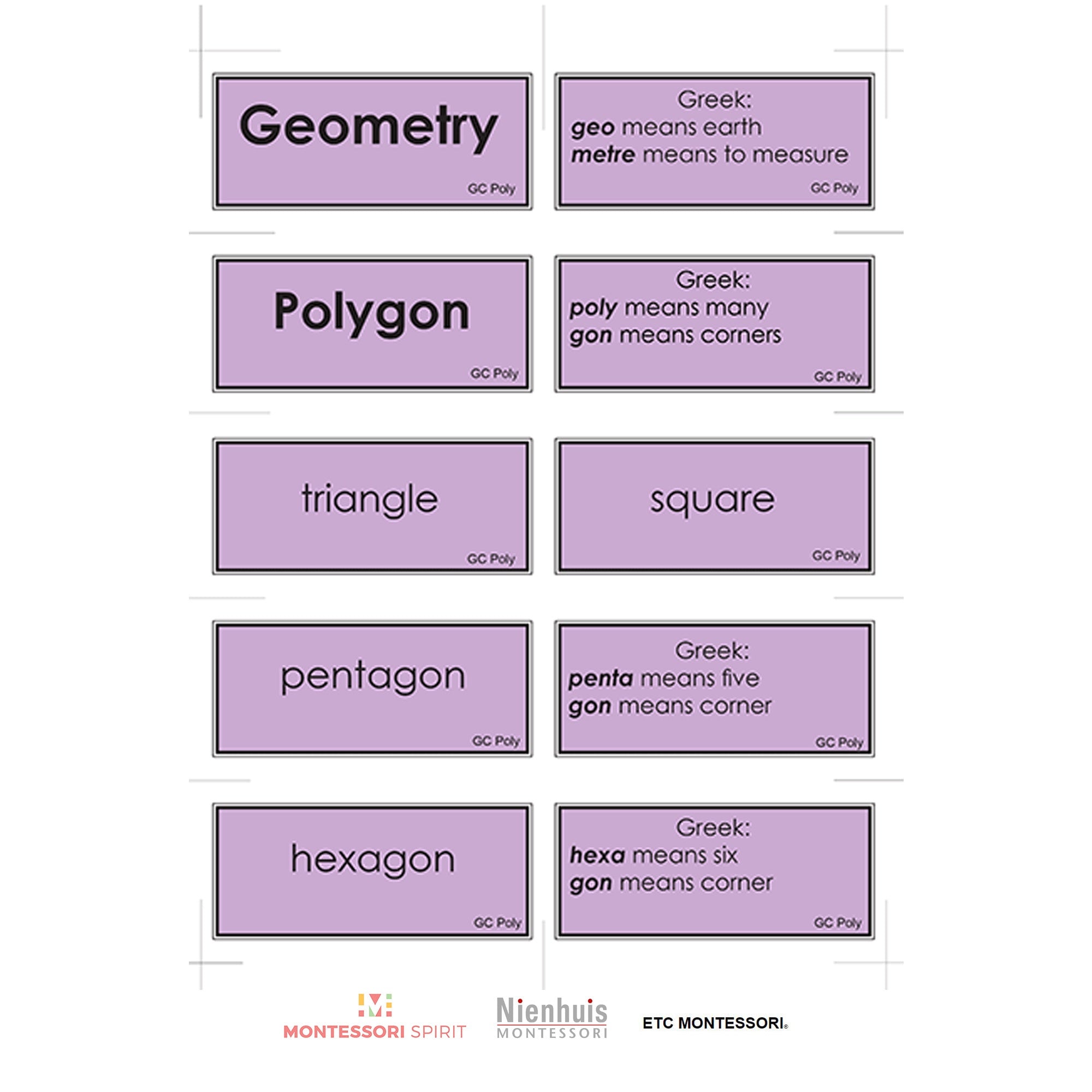 1st Level Geometry Task Cards w/ Chart