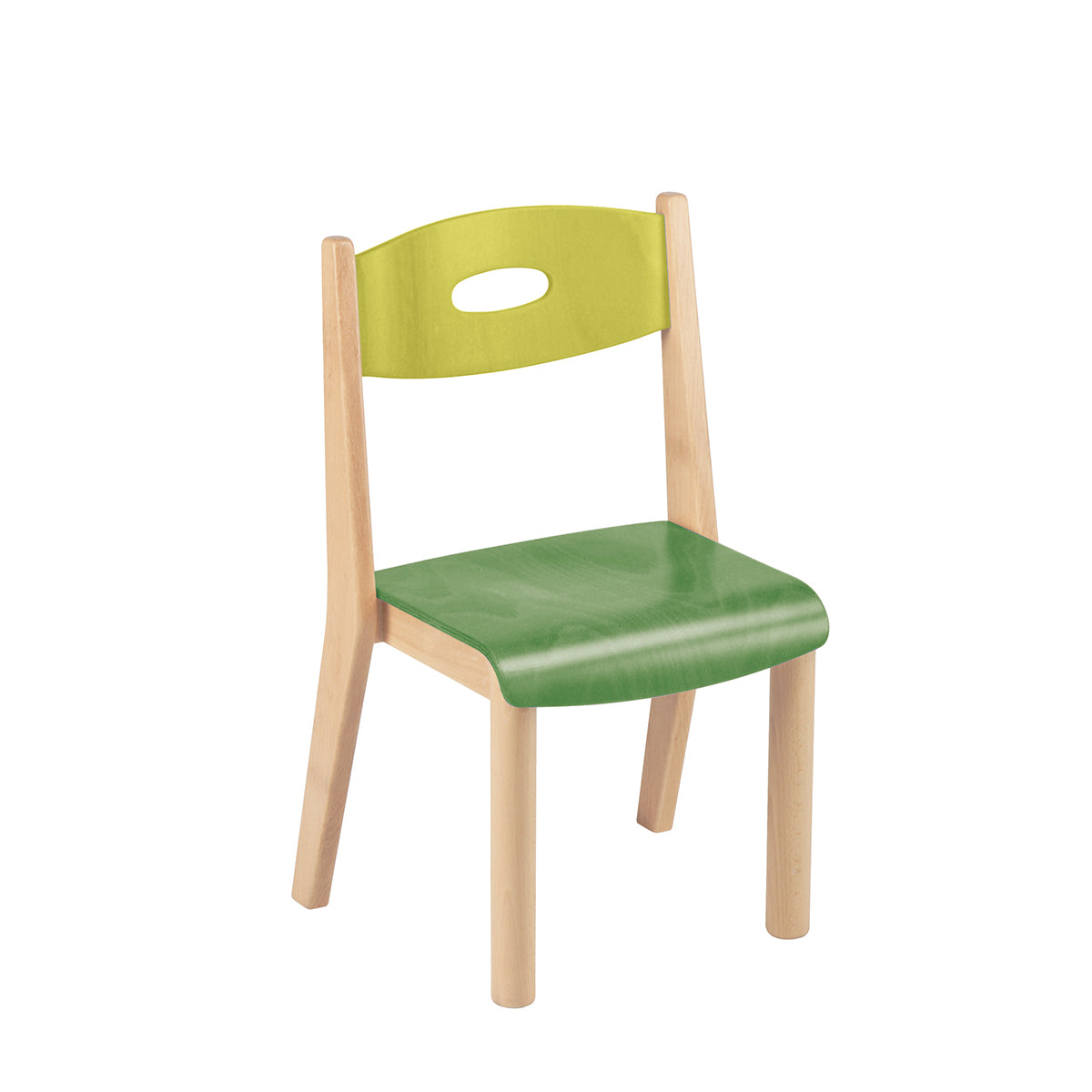 Chaise colorée en verte en bois empilable 32x28x31/60h cm