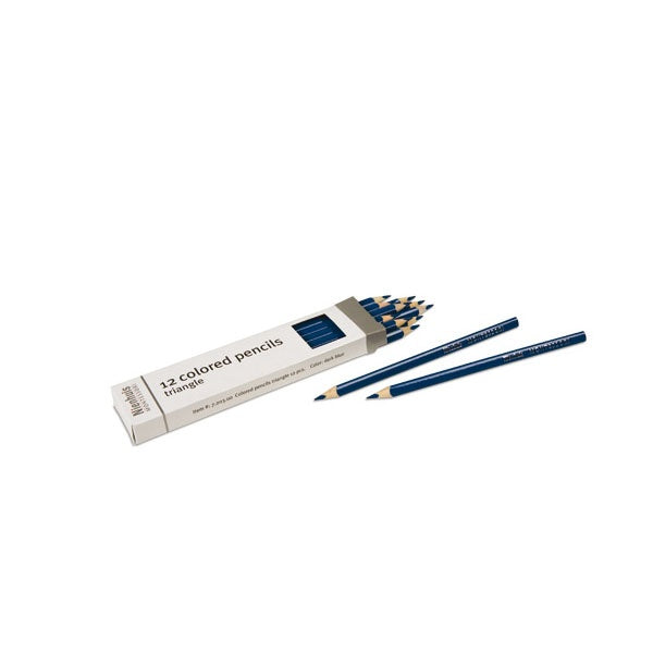 Image of Boite-de-12-crayons-a-3-cotes-bleu-fonce