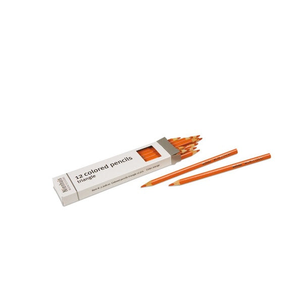 Image of Boite-de-12-crayons-a-3-cotes-orange