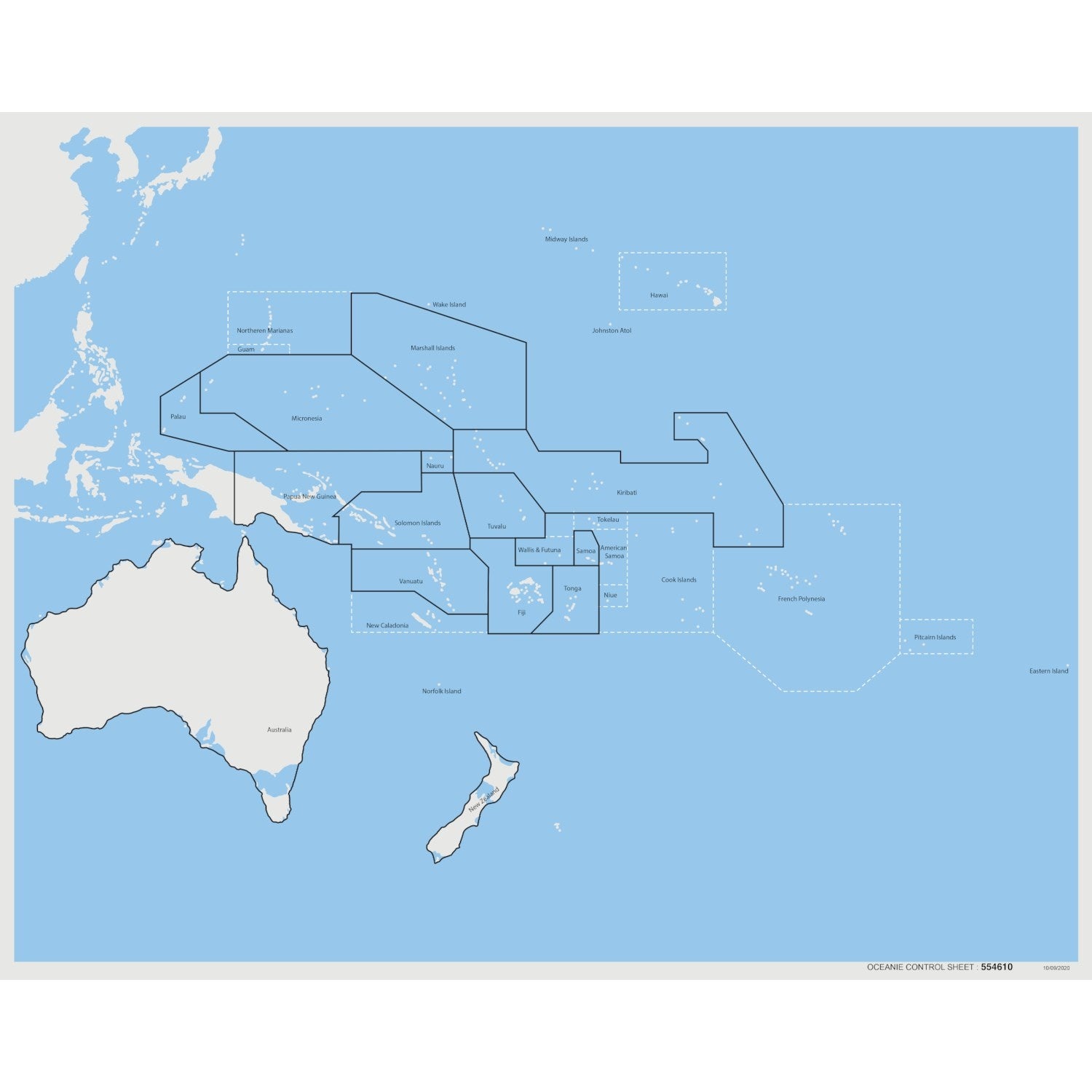 Carte de contrôle de l'Océanie : renseignée