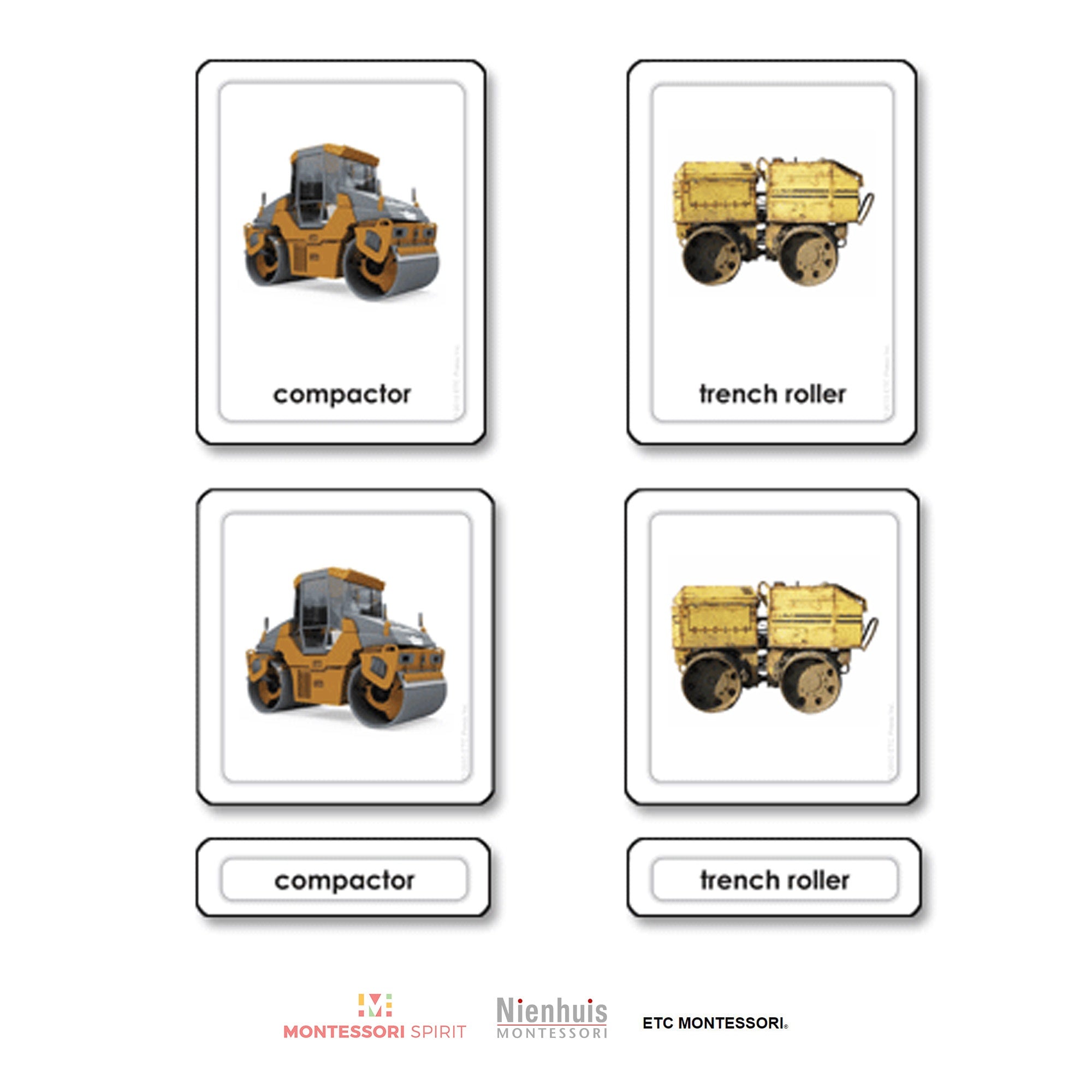 Construction Equipment 3 Part Cards