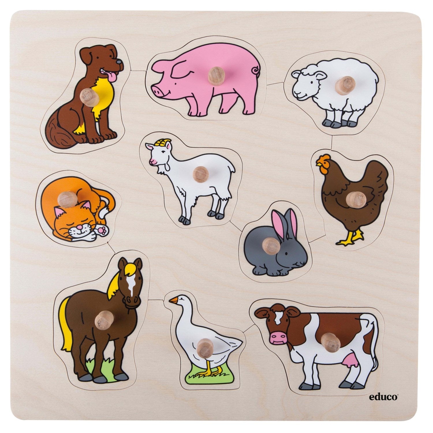 Puzzle à boutons - animaux de la ferme