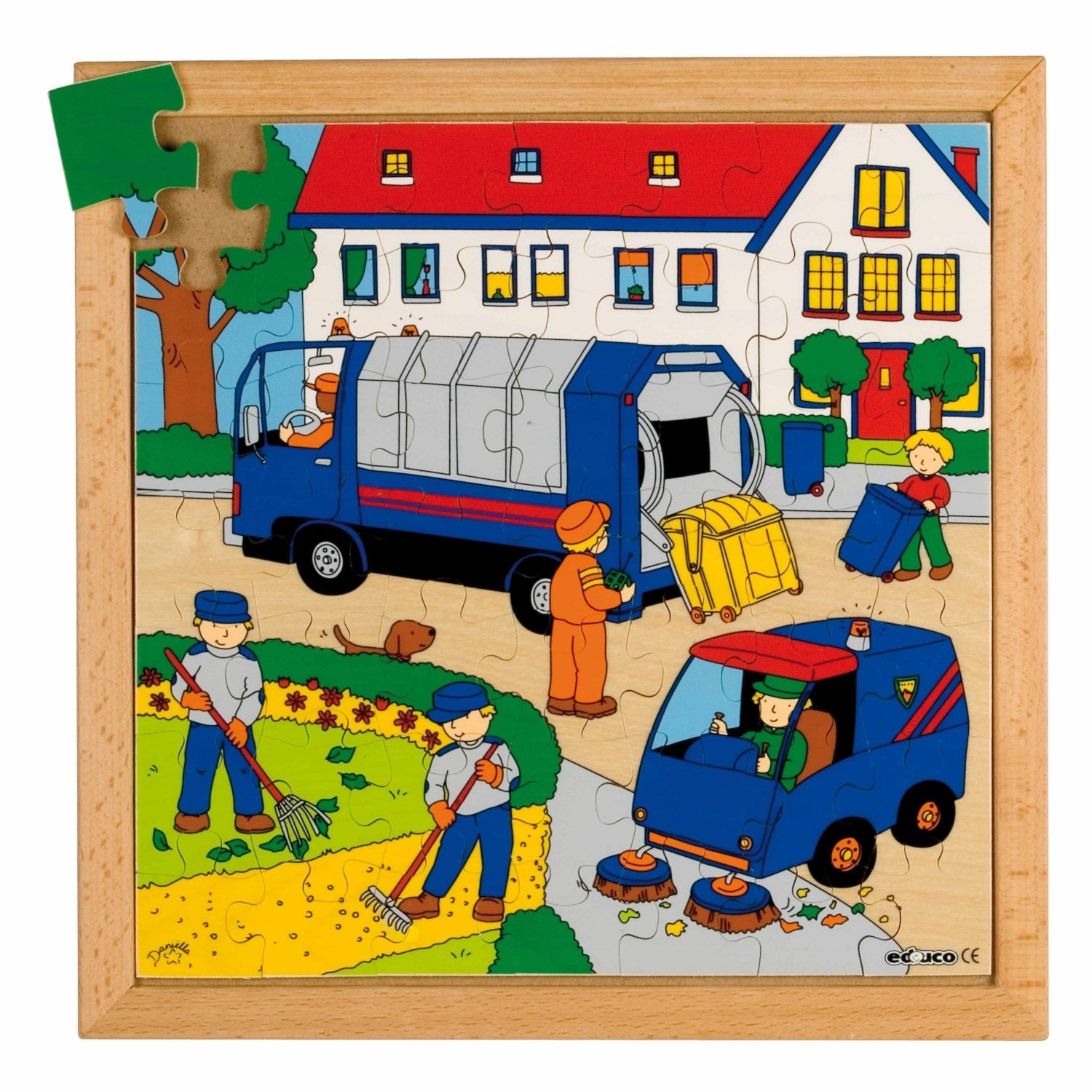 Puzzle action dans la rue - éboueurs