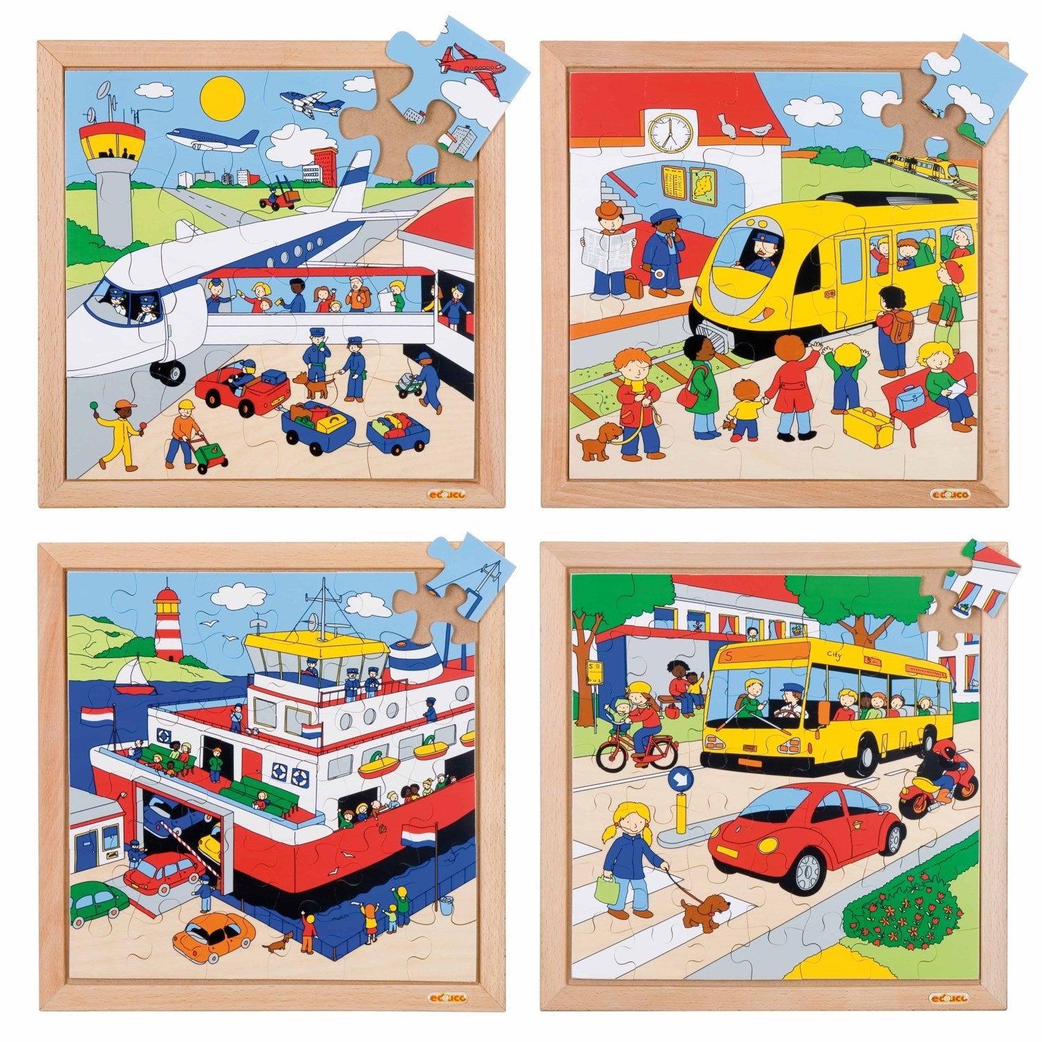 Puzzle des transports - ensemble de 4 puzzles