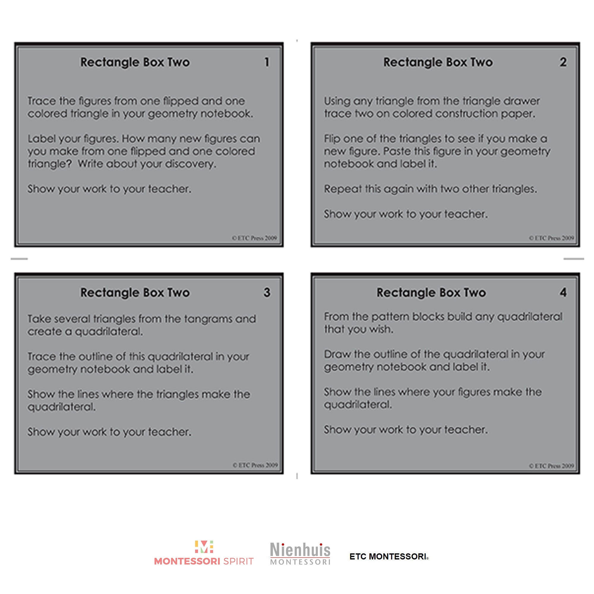 1st Level Geometry Task Cards w/ Chart