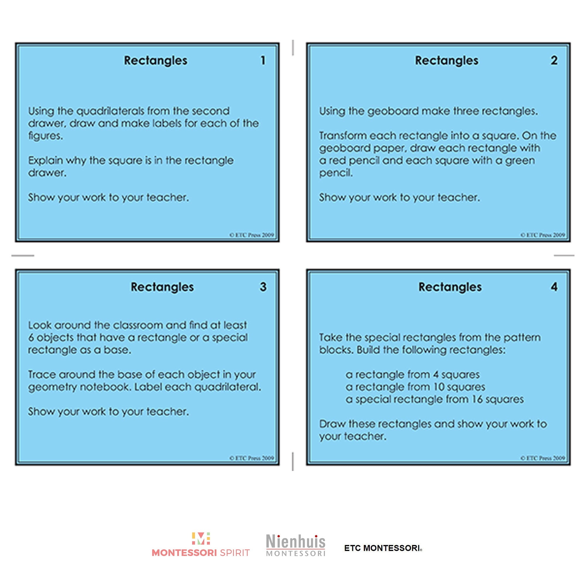 1st Level Geometry Task Cards w/ Chart