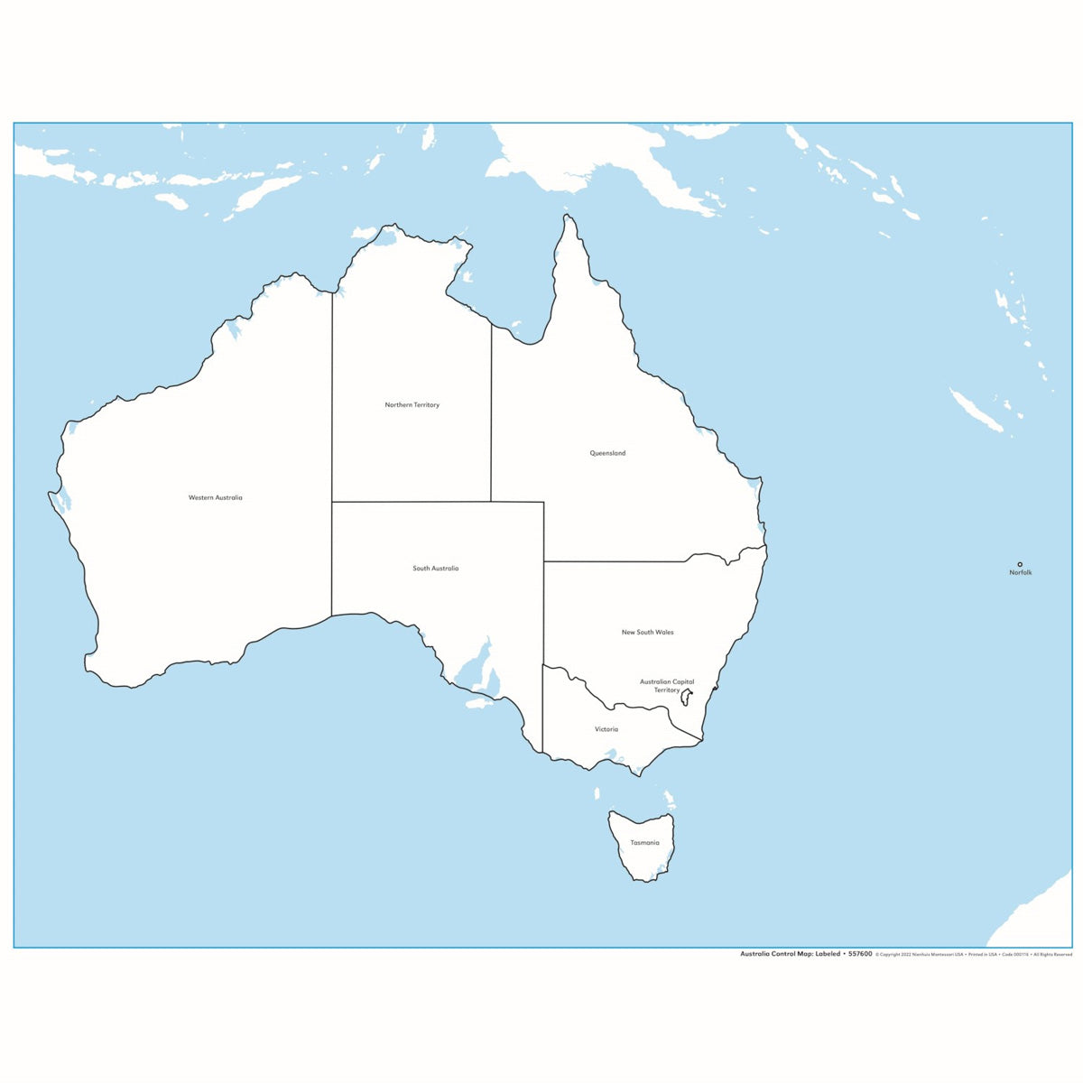 Carte de contrôle de l'Australie (anglais)