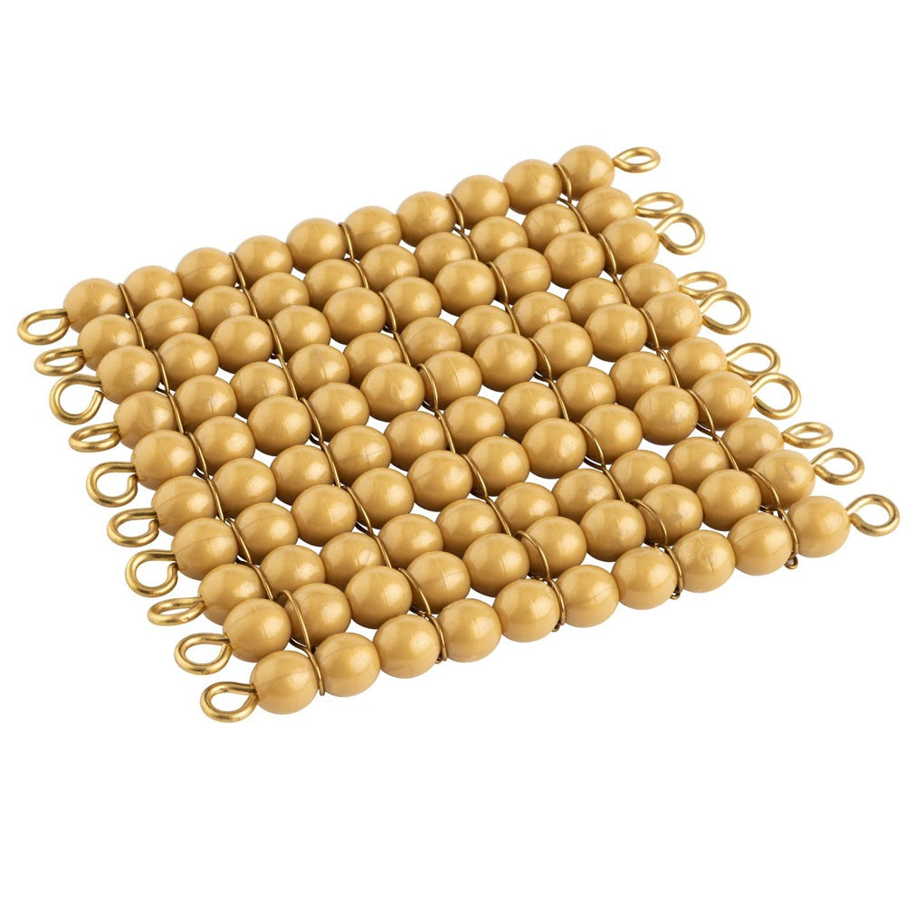 Square of 100 golden pearls