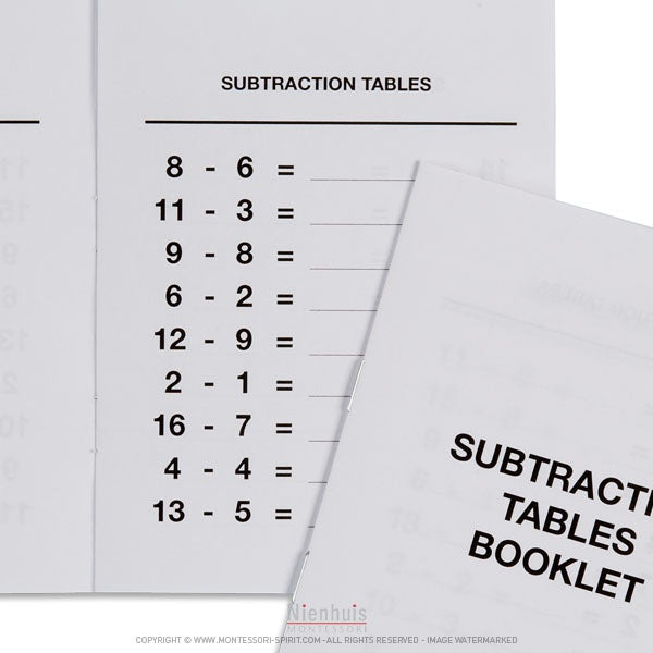 Image of Booklet-subtraction-tables-n3