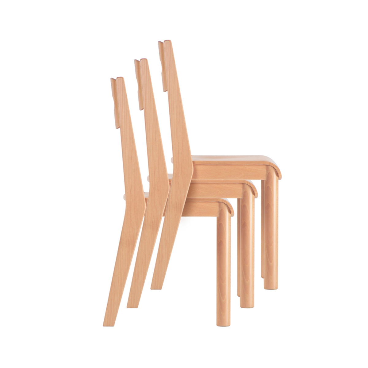 Silla de madera apilable pequeña 30x25,5x26/54h cm