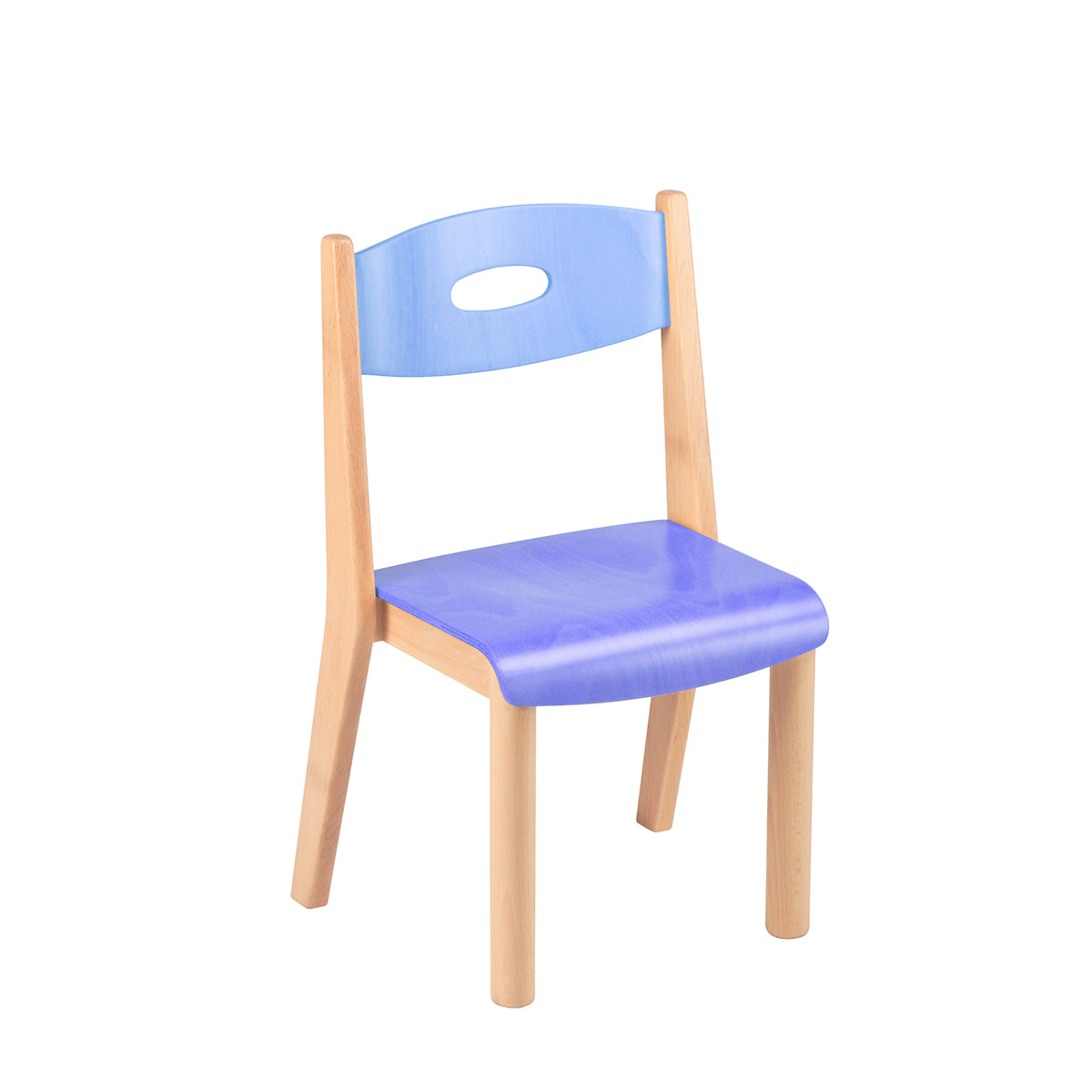 Silla apilable de madera azul 32x28x31/60h cm