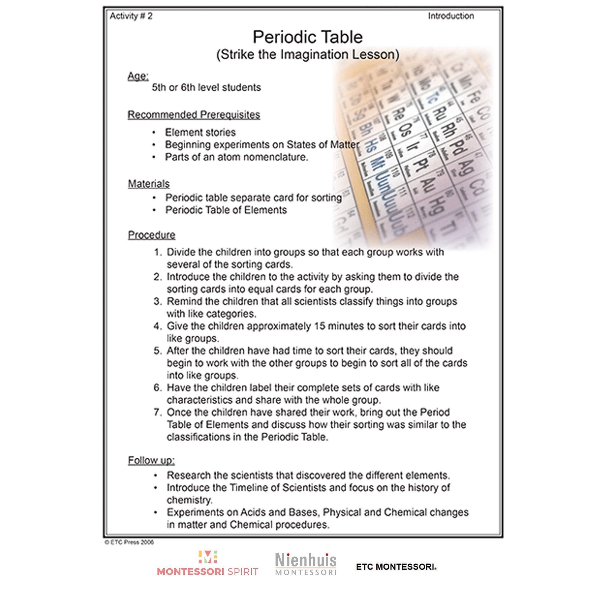 Plan de estudios de química para la enseñanza primaria superior