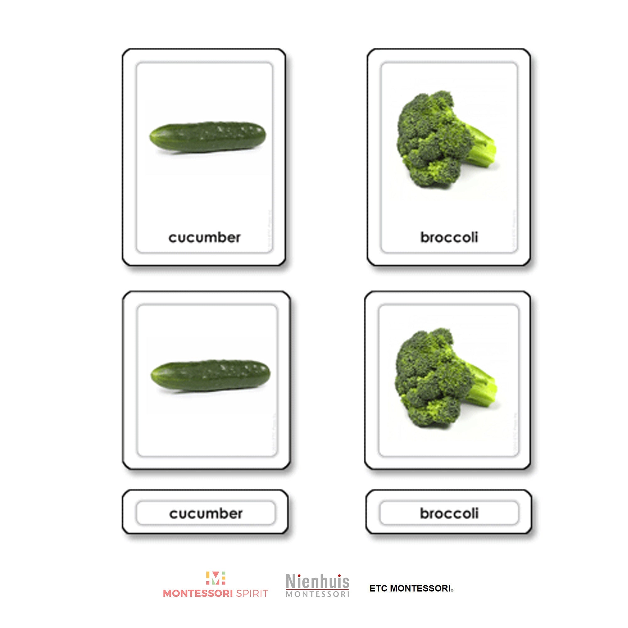 Verduras Tarjetas de 3 partes