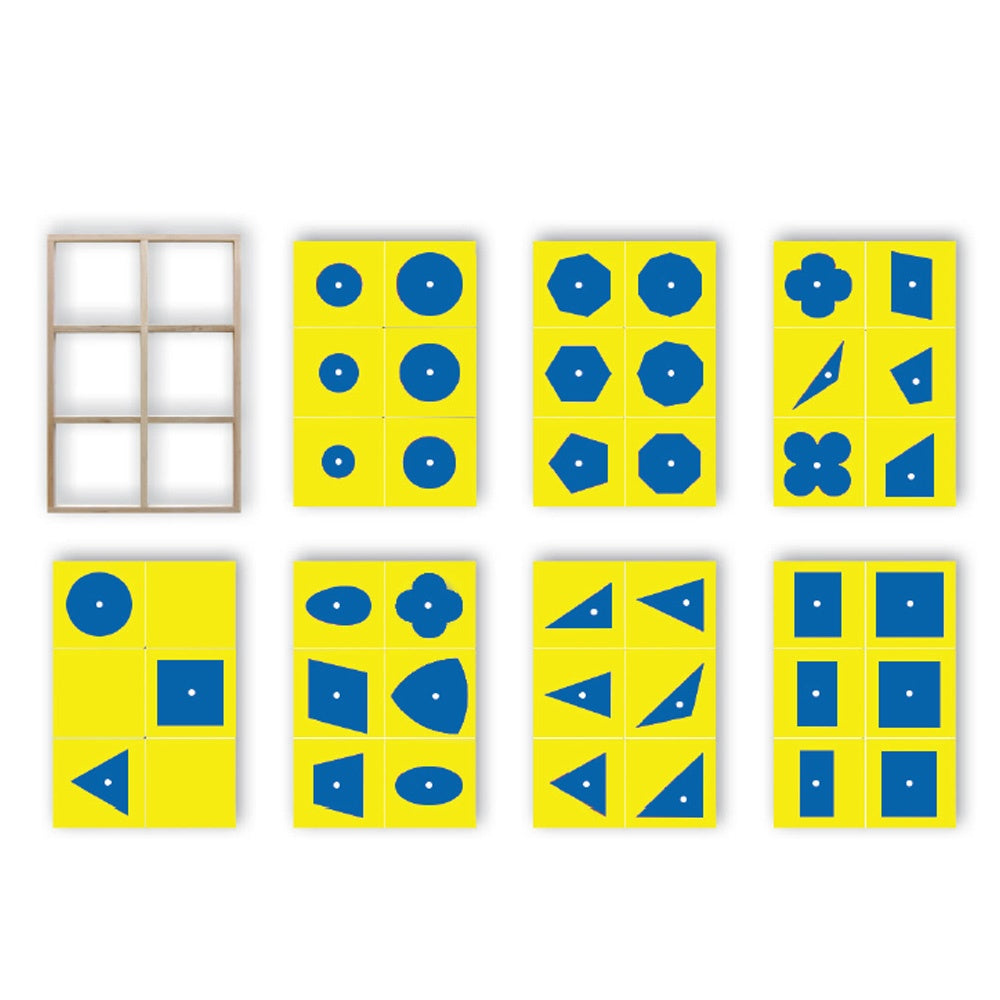 Forme del mobile geometrico: blu e giallo